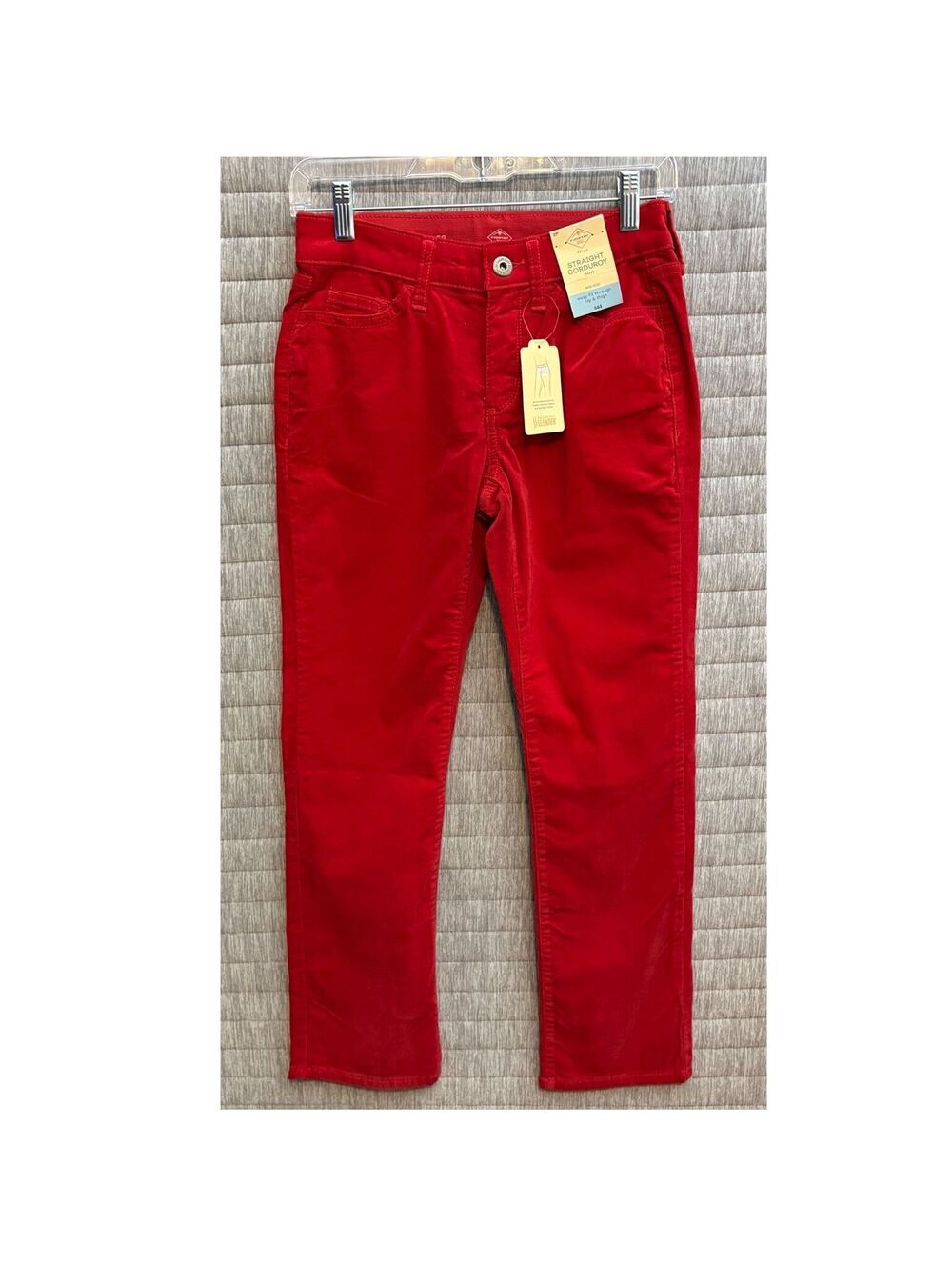 St. John's Bay Women's Straight Leg Corduroy Pants Red Size 2 Petite NWT